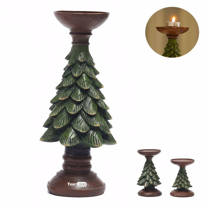 Resin Vintage Christmas Tree Candle Holder Ornament
