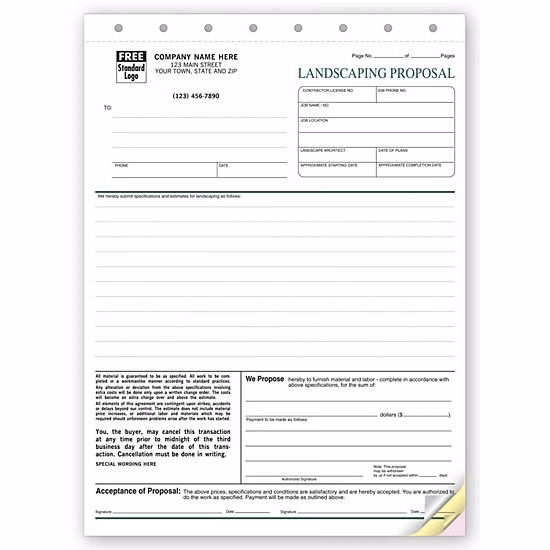 Landscaping proposal forms