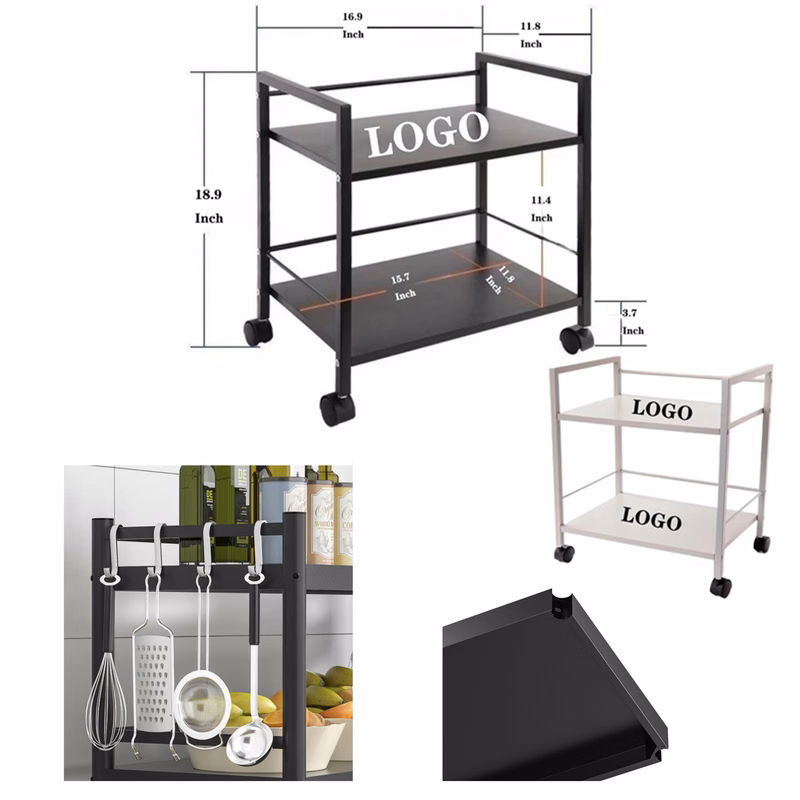 Double - Deck Storage Rack on Wheels Trolley