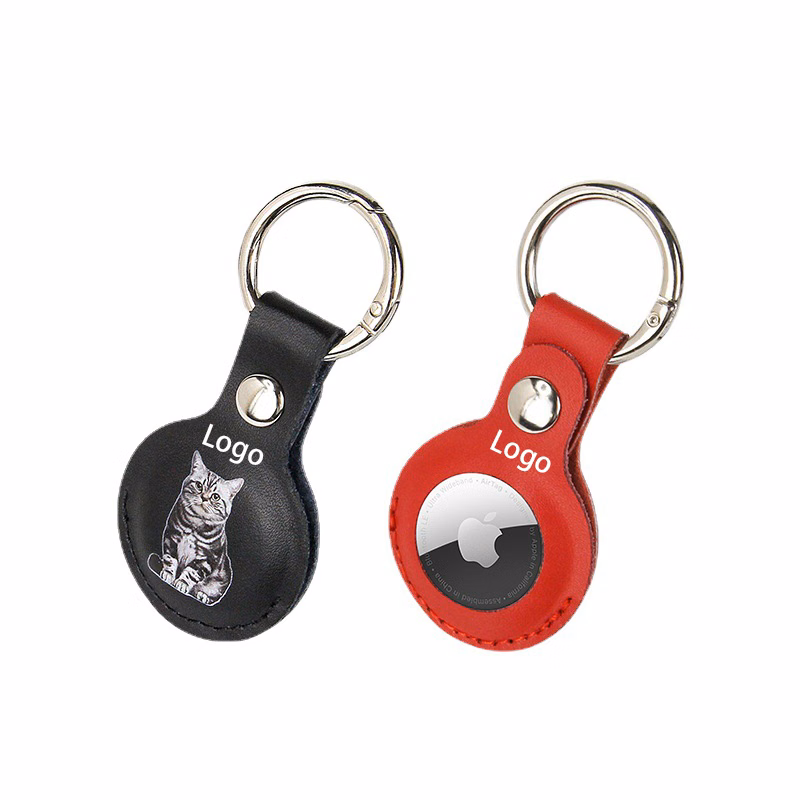 Genuine Leather AirTag Case with Key Ring