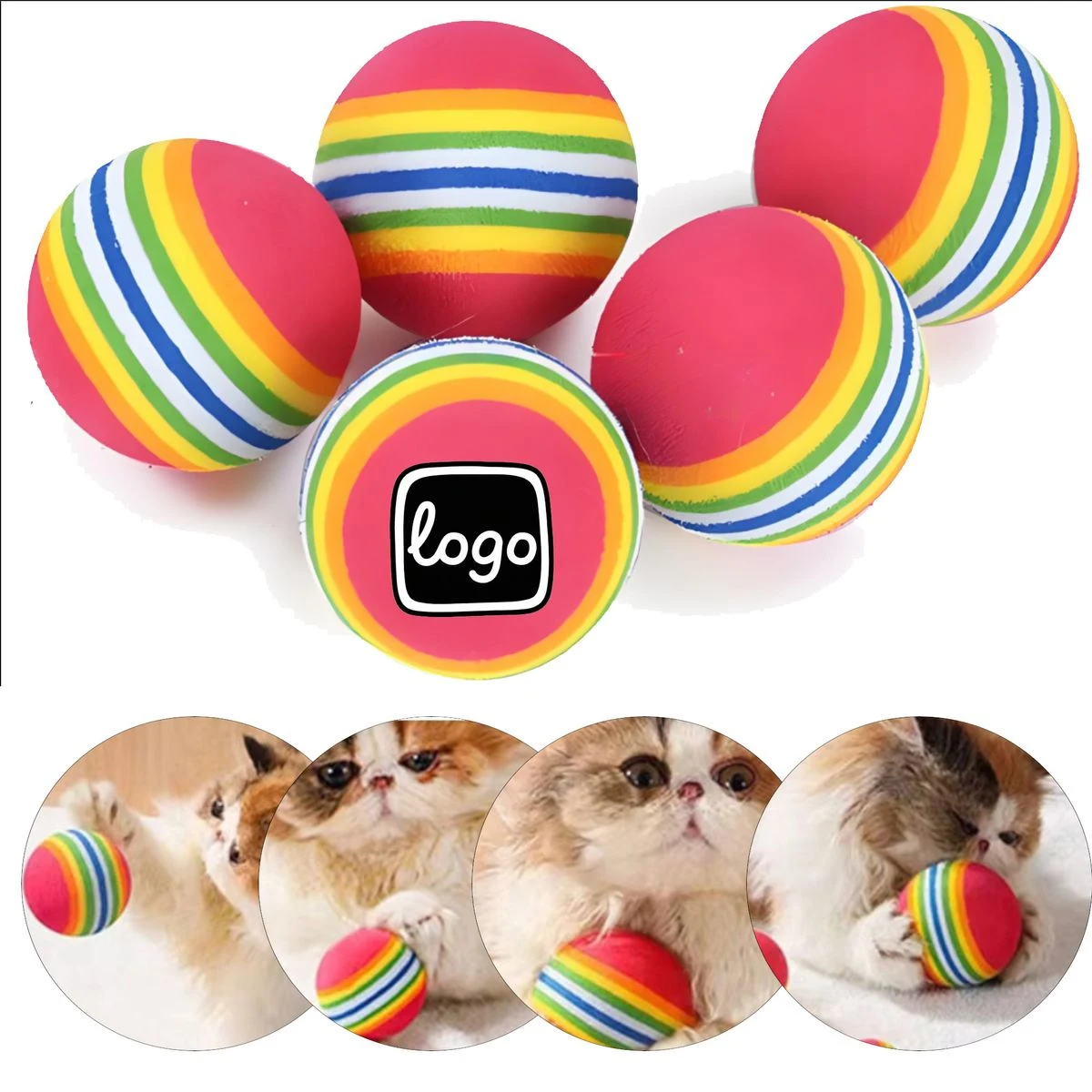 Bouncy Plastic Pet Rainbow Ball 1