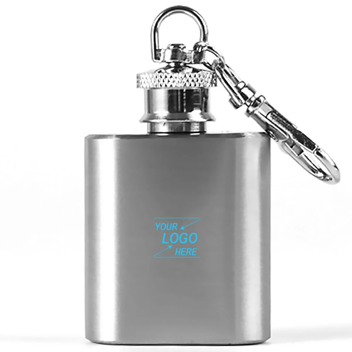 1 Oz. Stainless Steel Mini Flask w/Keychain 1