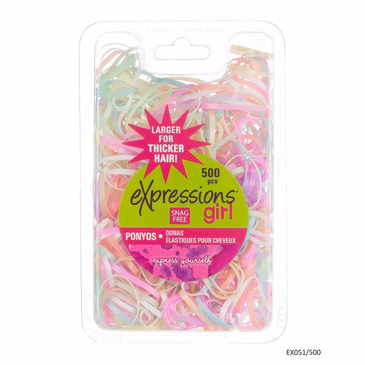 Elastic Hair Bands - 500 Pack Assorted Pastels Large