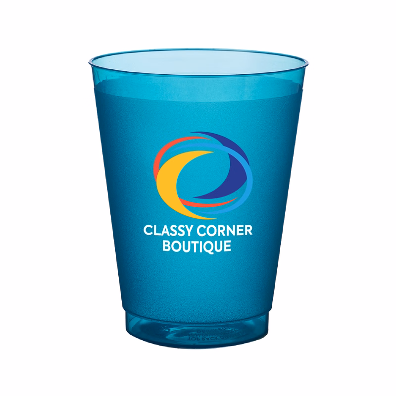 16 oz. Court Side Frosted Plastic Stadium Cup (Full Color Imprint)