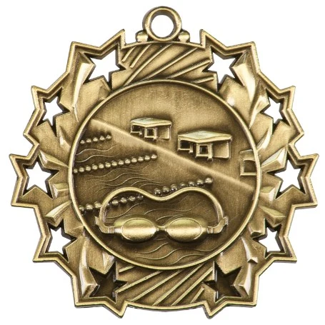 Swimming Ten Star Medal, 2-1/4" 1