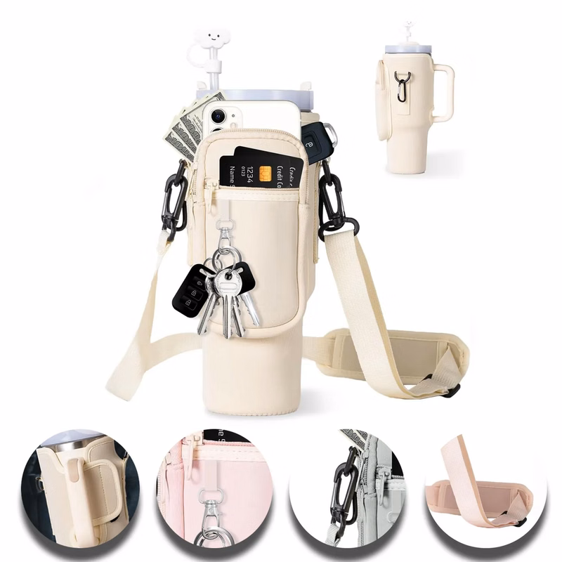 Water Bottle Carrier Bag with Phone Pocket