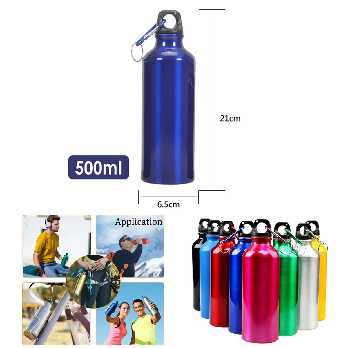 17 oz Aluminum Sports Bottle With Carabiner 1