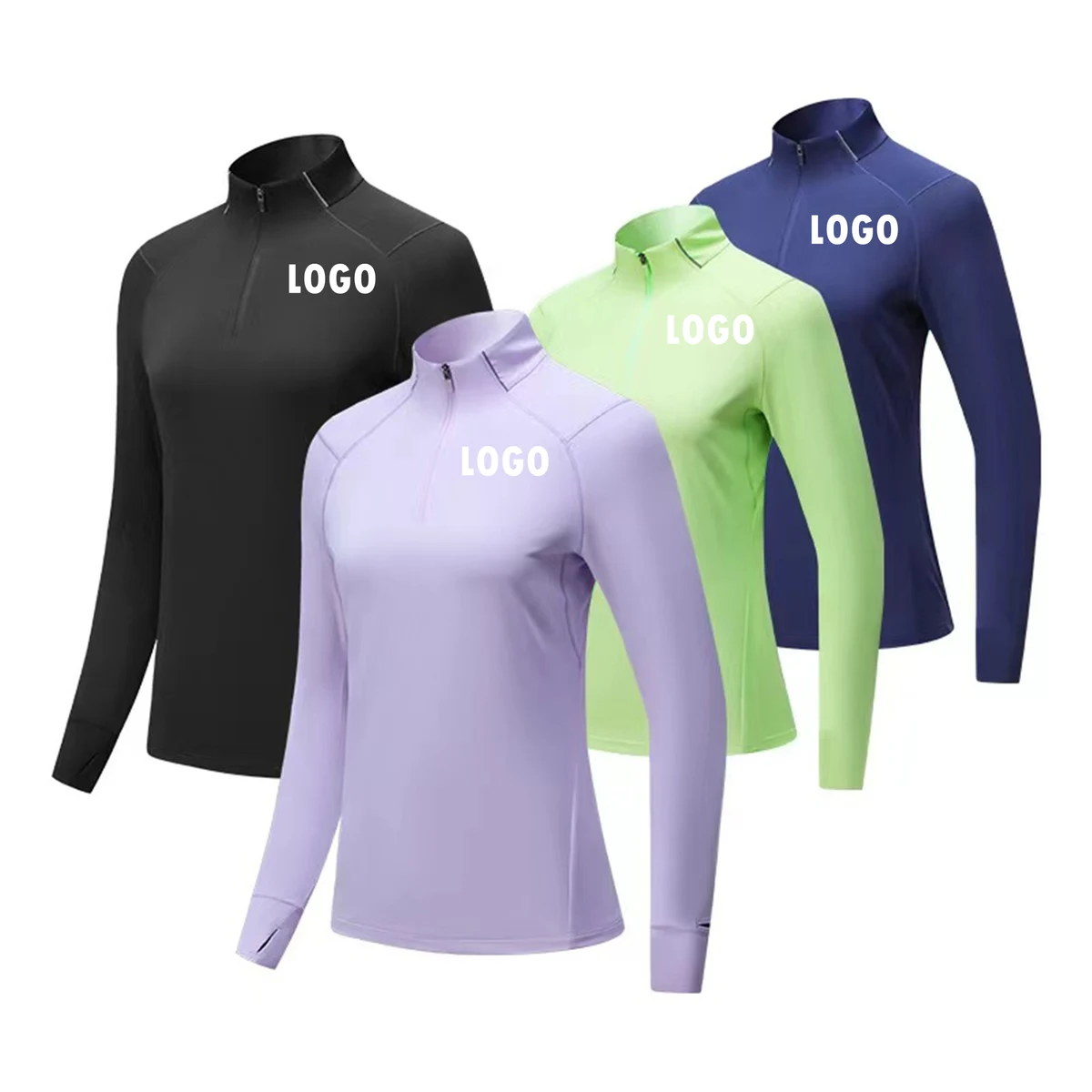Women's Long Sleeve Quarter Zip Pullover Shirt 1