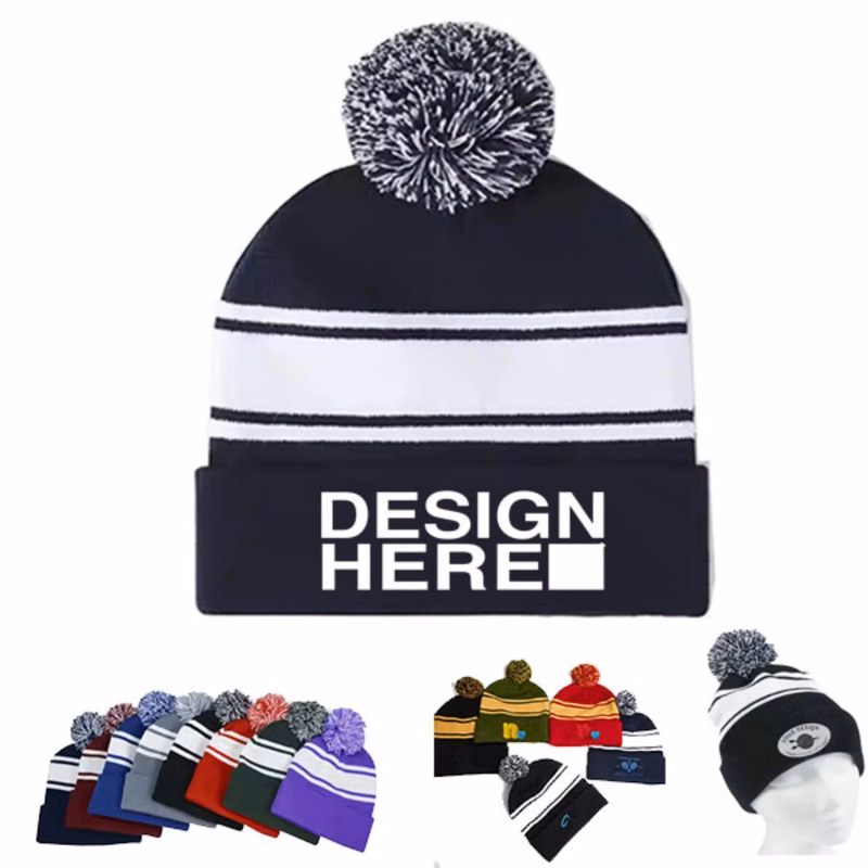 Unisex Stripe Pom Beanie