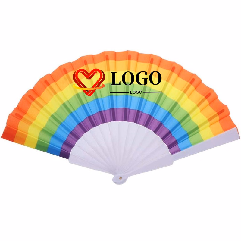 9 Inch Rainbow Pride Folding Hand Fans For Edm Music Club Event