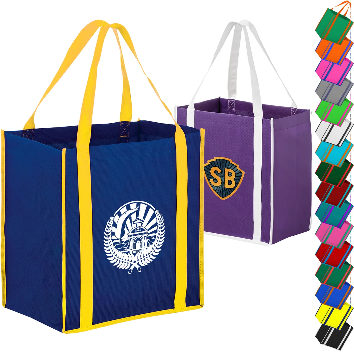 Heavy Duty Two-Tone Non-Woven Shopping Tote Bag w/ Gusset (12" x 13" x 8") 1