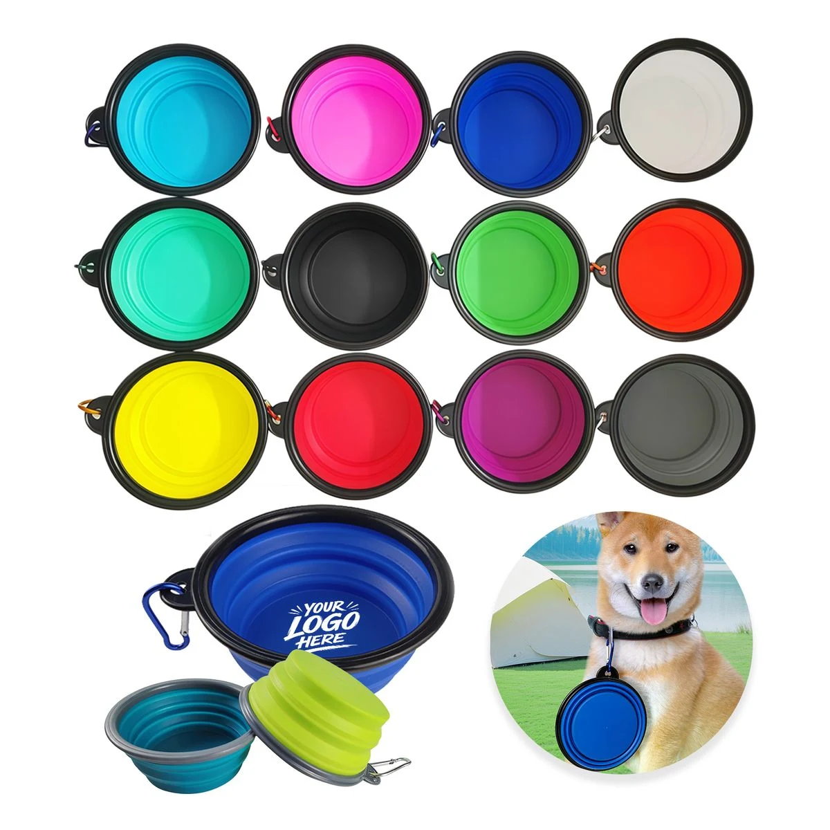22oz Foldable Pet Bowl Clip On Dog Cat Travel Dish 1