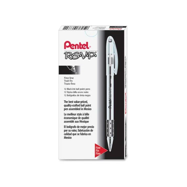 R.S.V.P. Ballpoint Pens - Black Fine 0.7mm 12 Pack 1