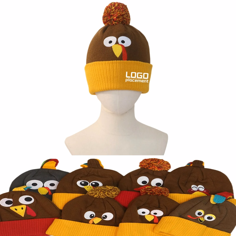 Festive Turkey Knit Cap, Fun Style, Seasonal Gift