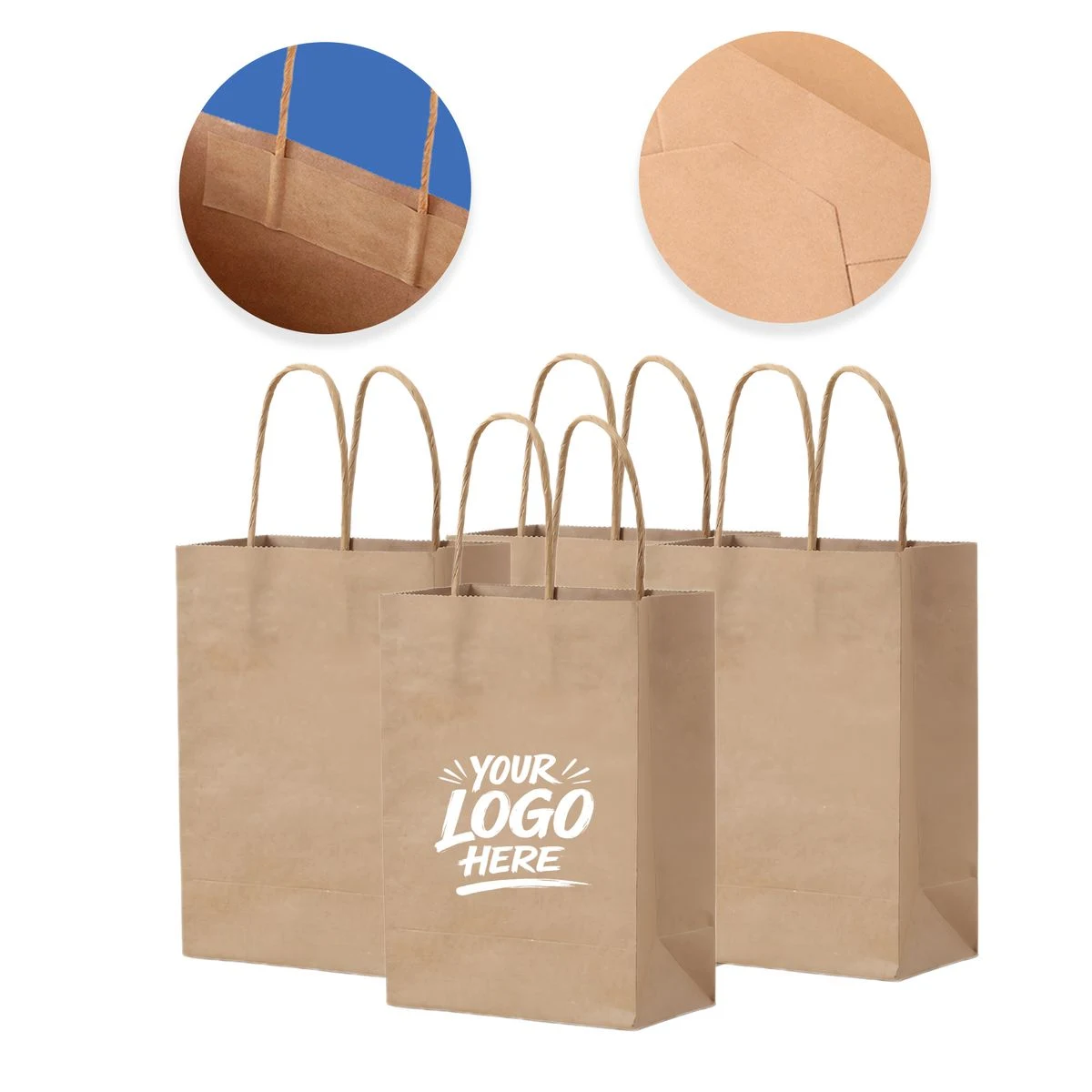Kraft Gift Bags Handles Retail Shopping Paper Pack 1