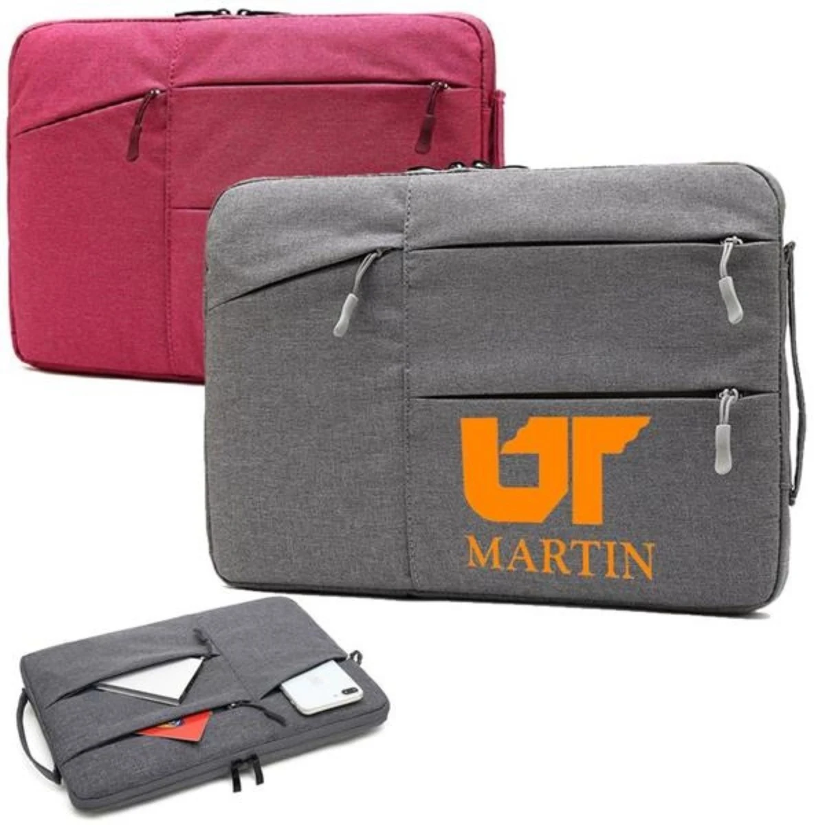 Polyester Laptop Sleeve w/ Four Compartments & Side Handle 1