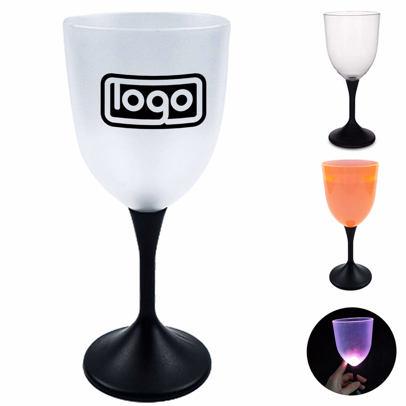 10oz Frosted LED Light UP Plastic Wine Glass