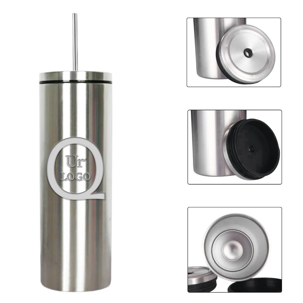20Oz Stainless Steel Double Wall Tumbler W/Straw 1