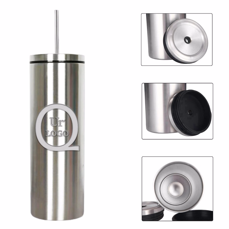 20Oz Stainless Steel Double Wall Tumbler W/Straw