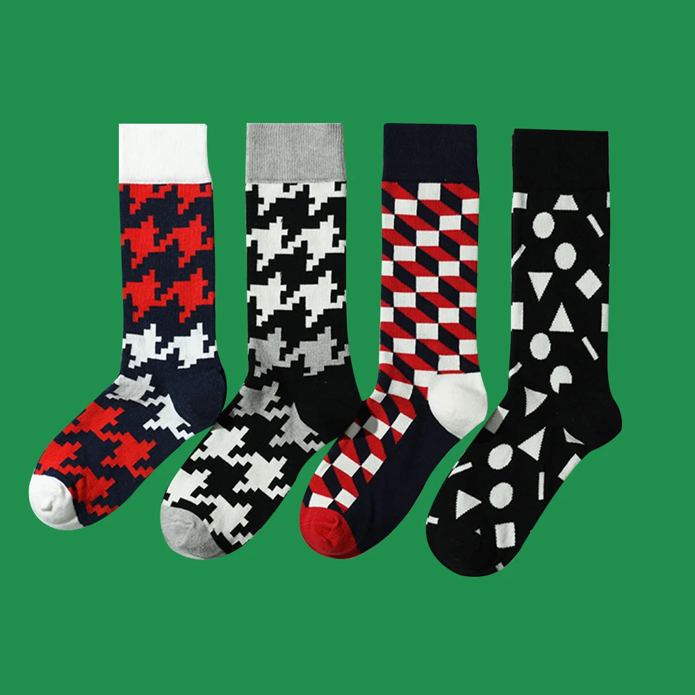 Casual Jacquard Mid Calf Crew Cotton Socks 1