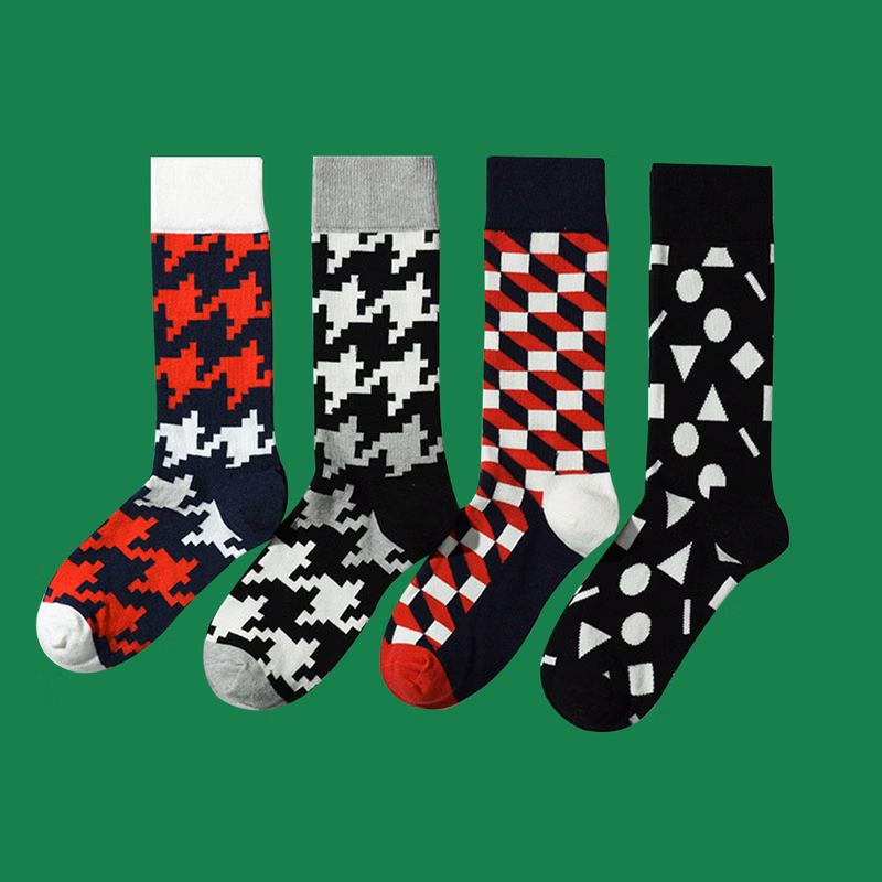 Casual Jacquard Mid Calf Crew Cotton Socks