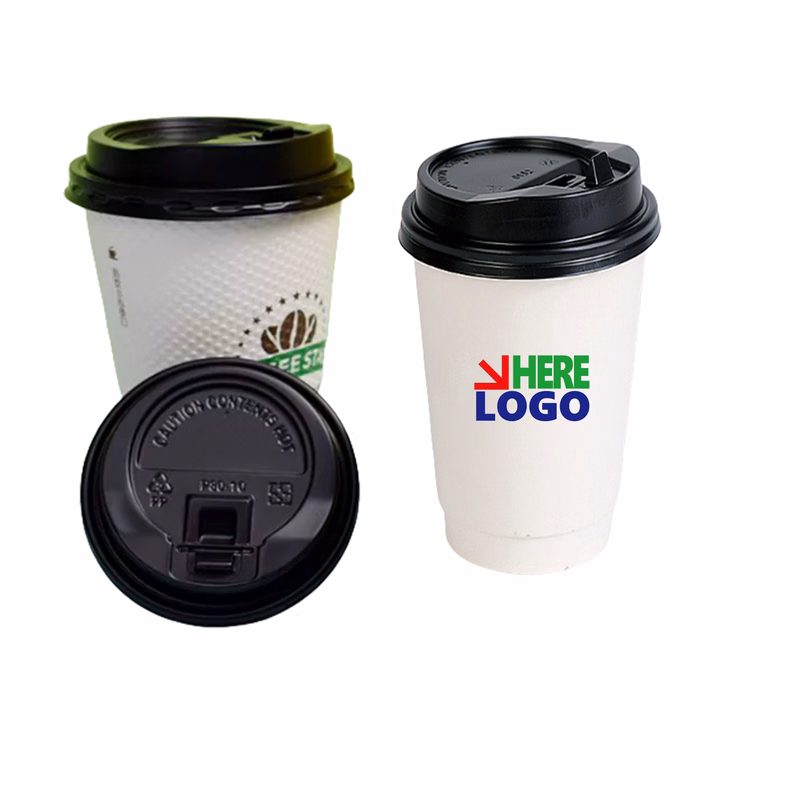 MOQ250 16oz Disposable Coffee Cups with Lid