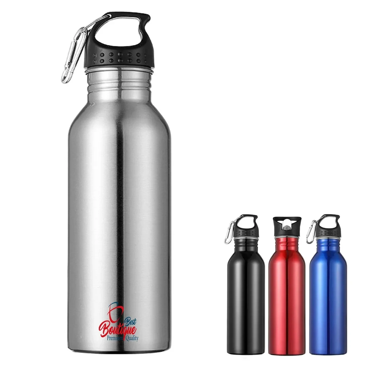 Stainless Steel Sports Bottle With Carabiner 1