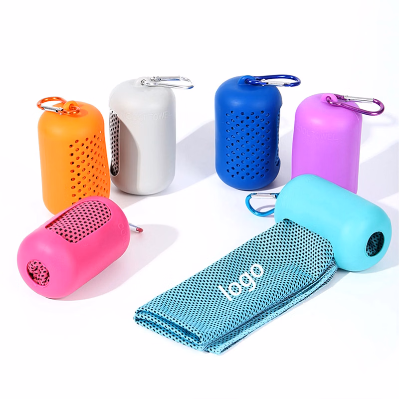 Sport Cooling Sweat Absorbing Towel With Silicone Shell