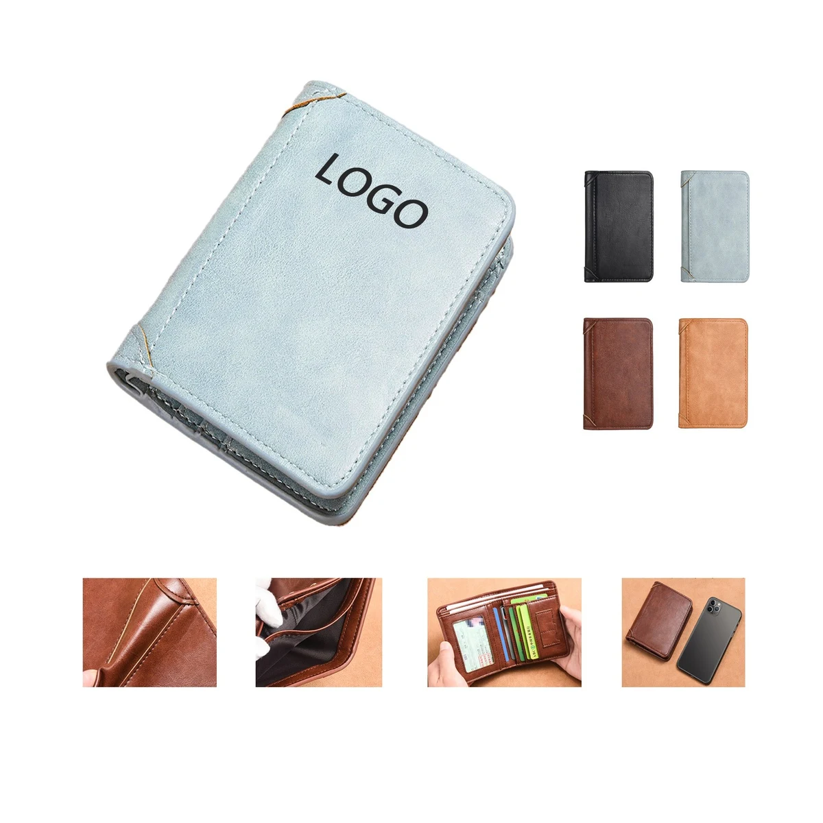 Multi Functional Thin And Short Leather Wallet 1