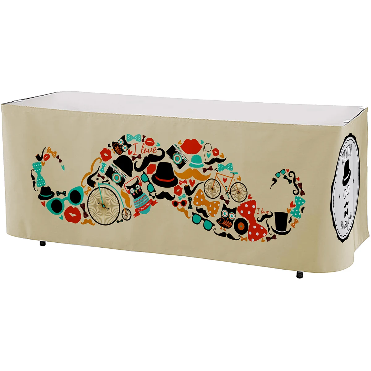 Premium Polyester, All Over Full Color Table Skirt, 3 sided, 6 foot 1