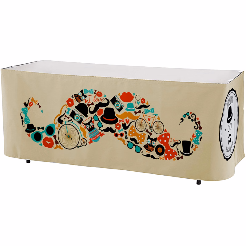 Premium Polyester, All Over Full Color Table Skirt, 3 sided, 6 foot