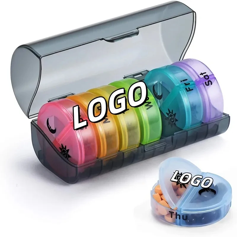 Round Colorful 14 Compartment Medicine Box 1