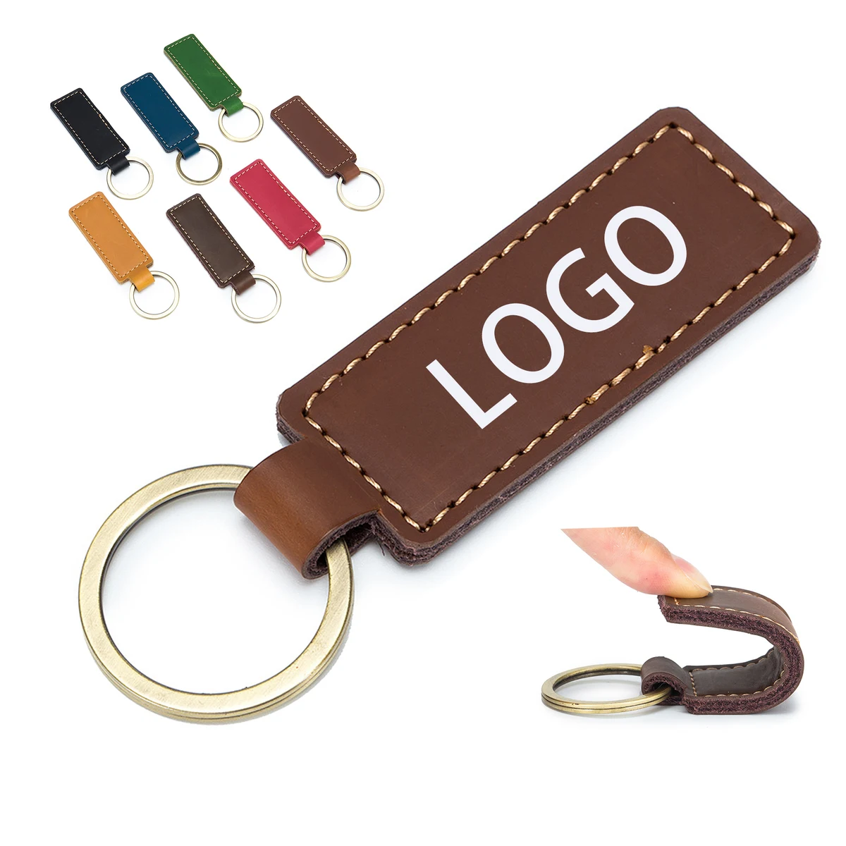 Vintage Laserable Leather Keychain MOQ 100PCS 1