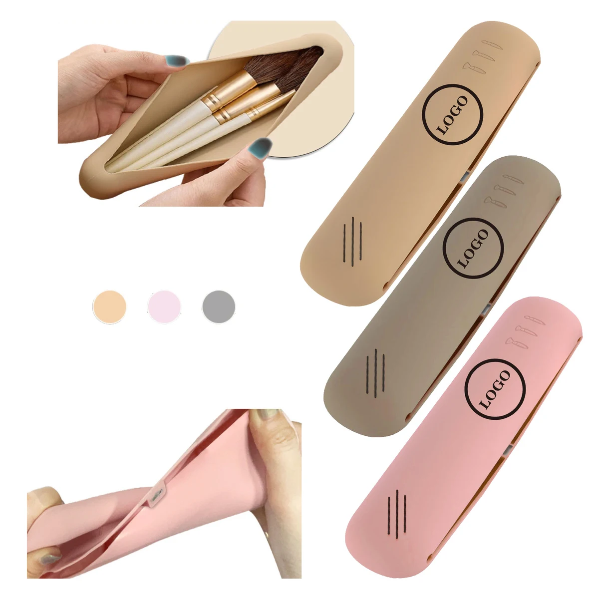 MOQ50 Silicone Portable Makeup Brush Storage Bag 1