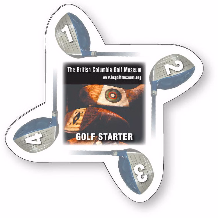 .020 White Plastic Double-Sided Golf Starter, Full Colour & Varnish