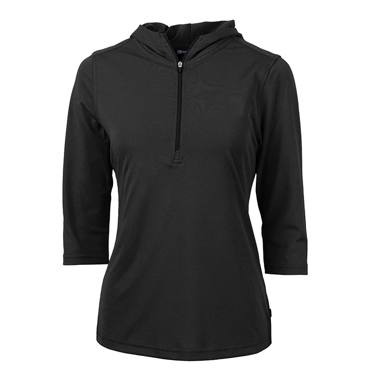 Cutter & Buck Virtue Eco Pique Recycled Half Zip Pullover Ladies Hoodie, custom hoodie or sweatshirt with logo imprint 1