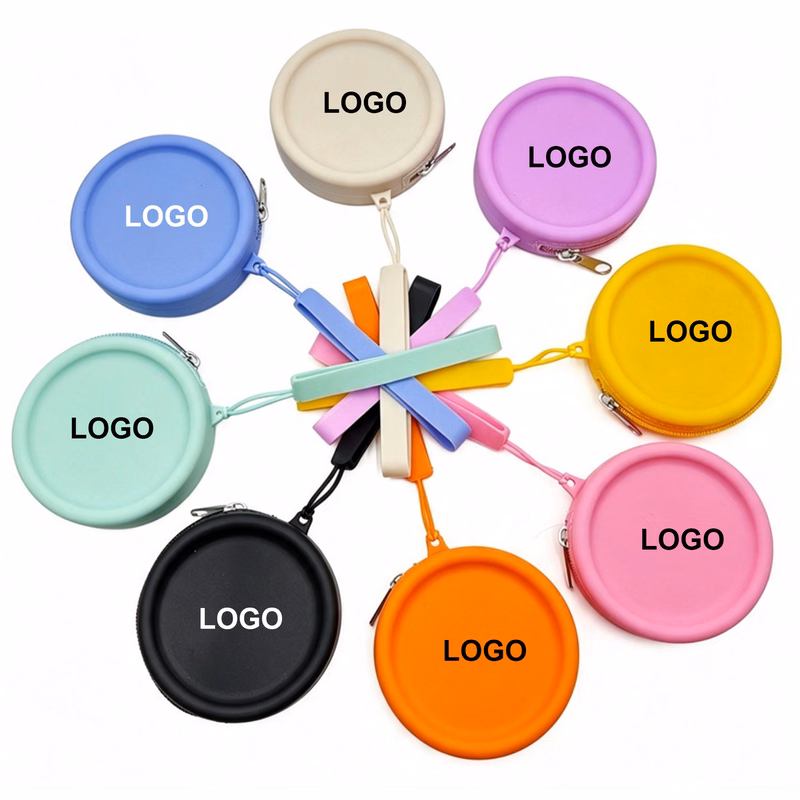 Round Silicone Coin Purse Portable Earbud Storage Mini Pouch