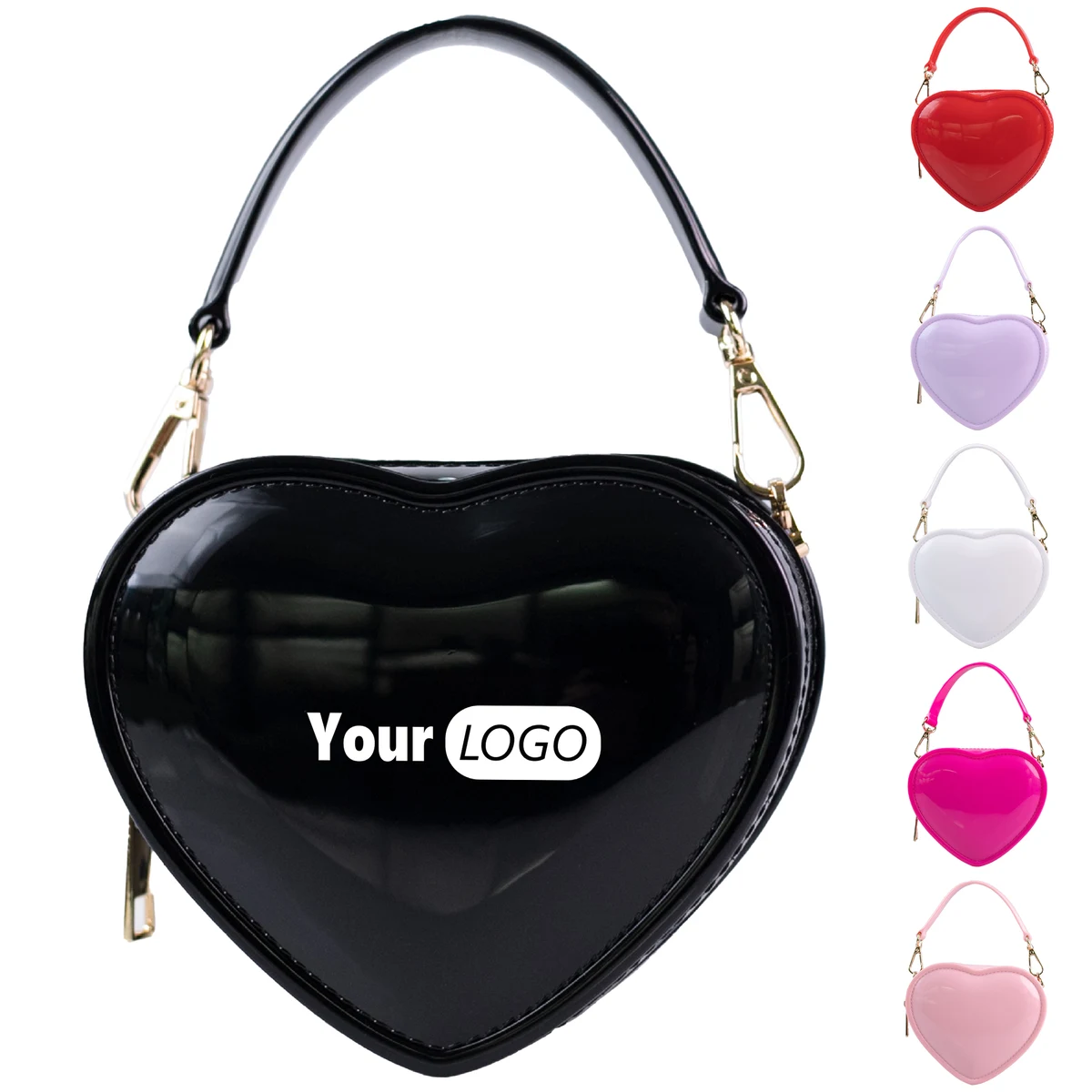Pvc Mini Heart-Shaped Diagonal Cross Handbag 1