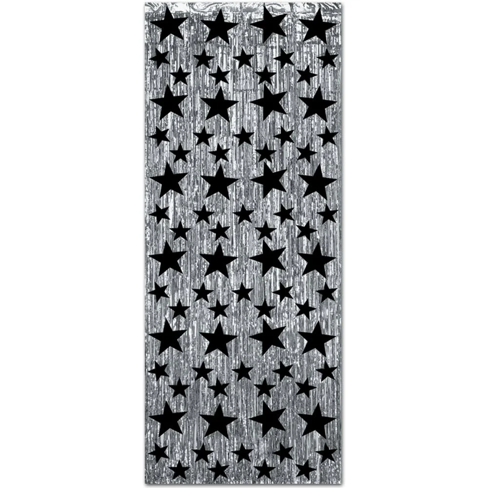 Decorative Curtains - Silver & Black 8' x 3' 1