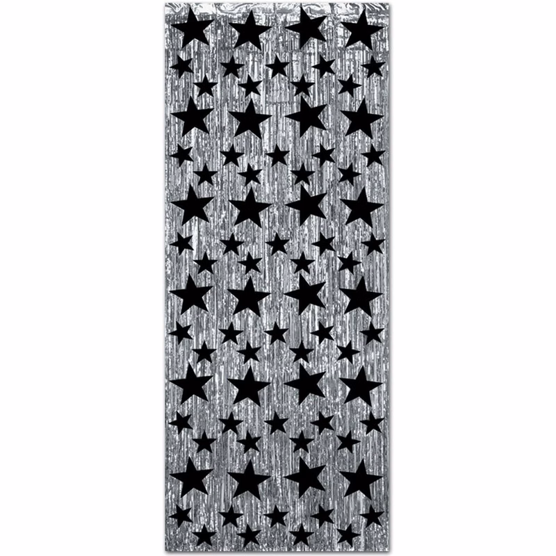 Decorative Curtains - Silver & Black 8' x 3'