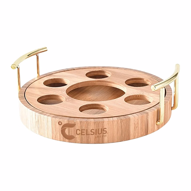 Round Wooden Shot Serving Tray