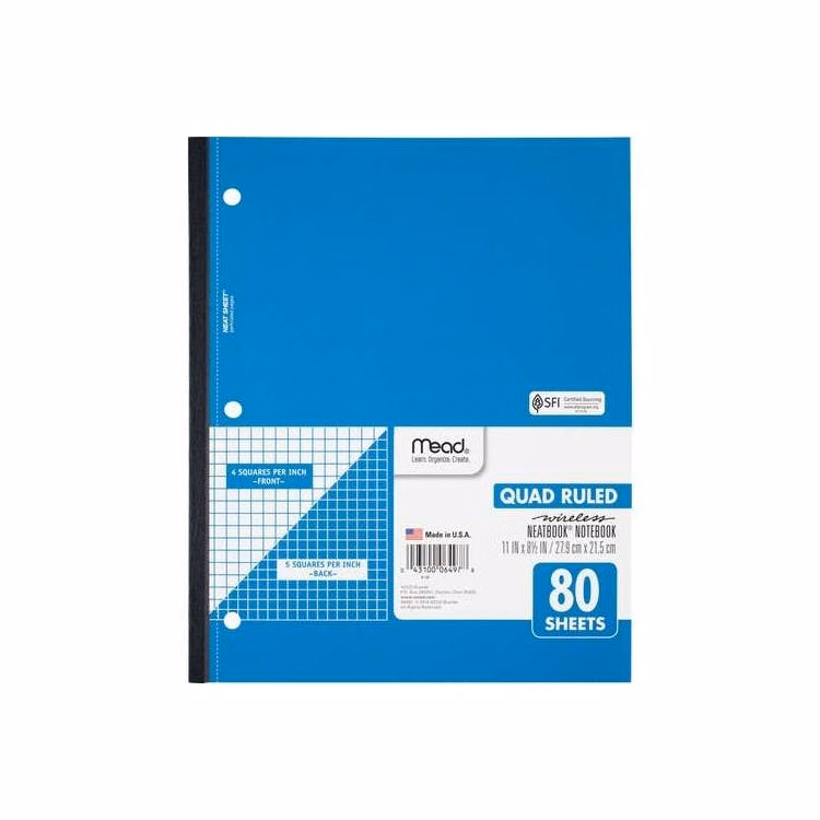 Mead Quad Wireless Notebooks - 24 Pack