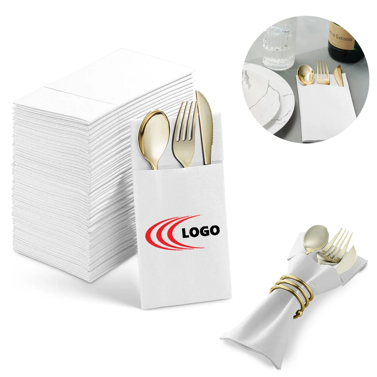 Pack of 50 Disposable Dinner Napkins Cloth Like 1