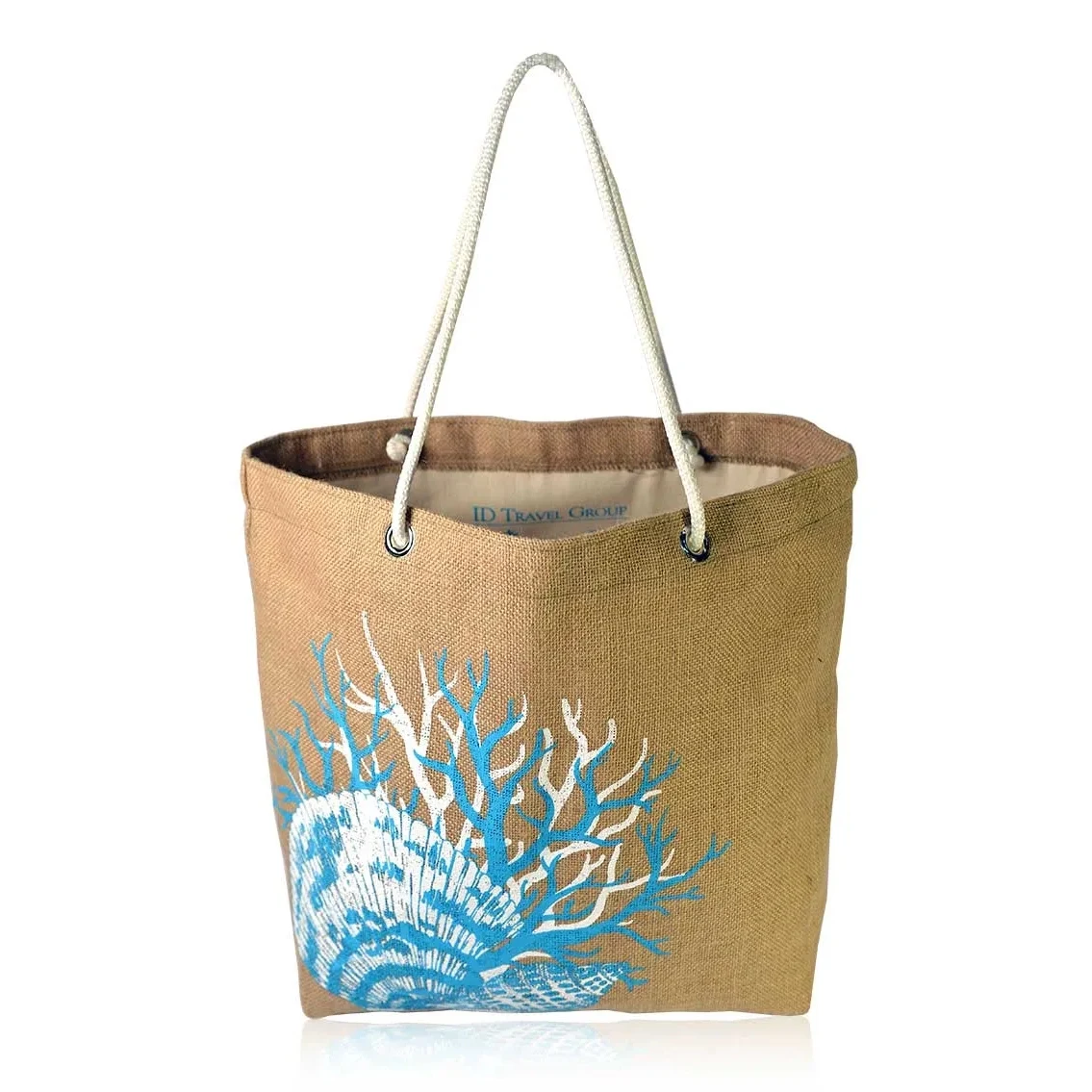 Burlap Screen Printed Open Tote 1
