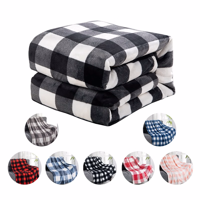 Polyester double-sided fleece plaid blanket