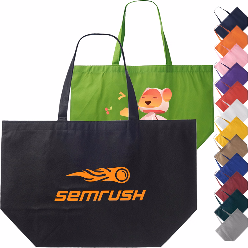 Non-woven promotional budget shopping Tote Bag W/ Gusset (20" x 13" x 8")