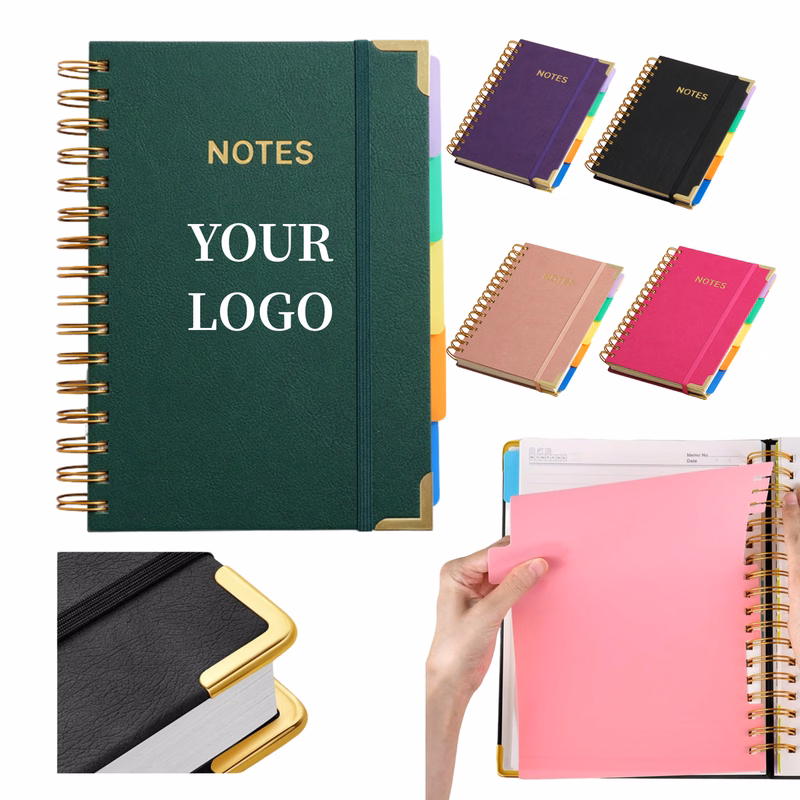 PU Leather Spiral Notebook 5 Subject 300 Pages