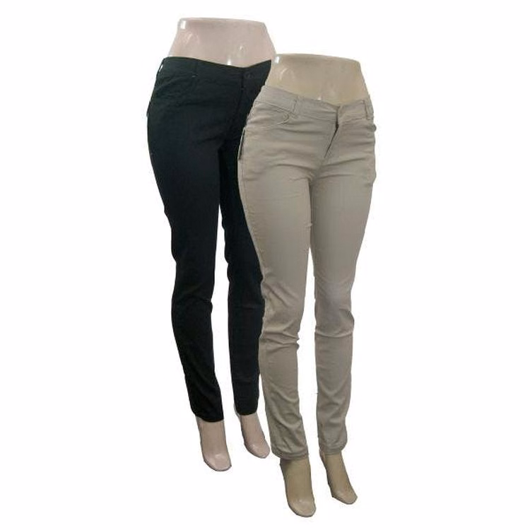 Women's Slim Leg Pants - Khaki/Black Size 1/2-17/18