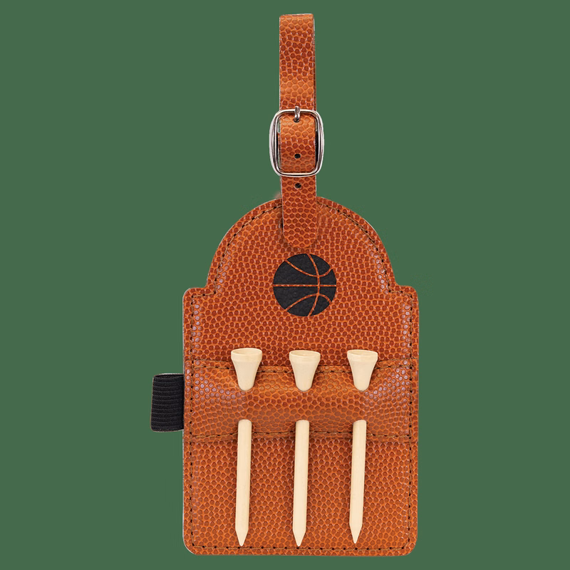 5" x 3 1/4" Basketball Leatherette Golf Bag Tag with 3 Wooden Tees