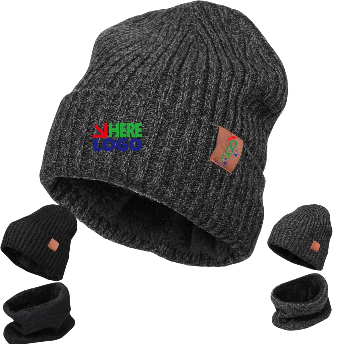 Premium Men's Knit Hat Two-Piece Set 1